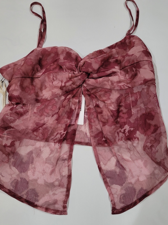 Tilly's Tops - Tilly's Rose Pink Twist-Front Sheer Camisole